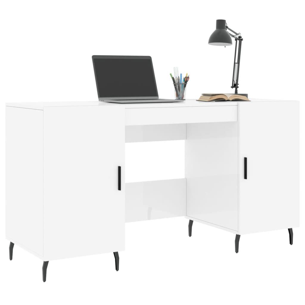 vidaXL Γραφείο Γυαλιστερό Λευκό 140x50x75 εκ. Επεξεργασμένο Ξύλο