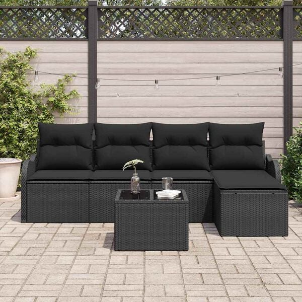 vidaXL Σετ Καναπέ Κήπου με μαξιλάρι 6 pcs Μπεζ Πολυ ράταν