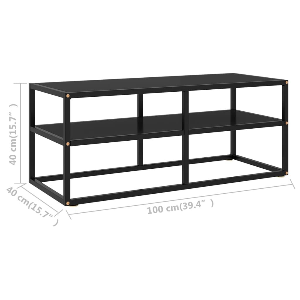 vidaXL Έπιπλο Τηλεόρασης με Μαύρο Γυαλί 100 x 40 x 40 εκ.