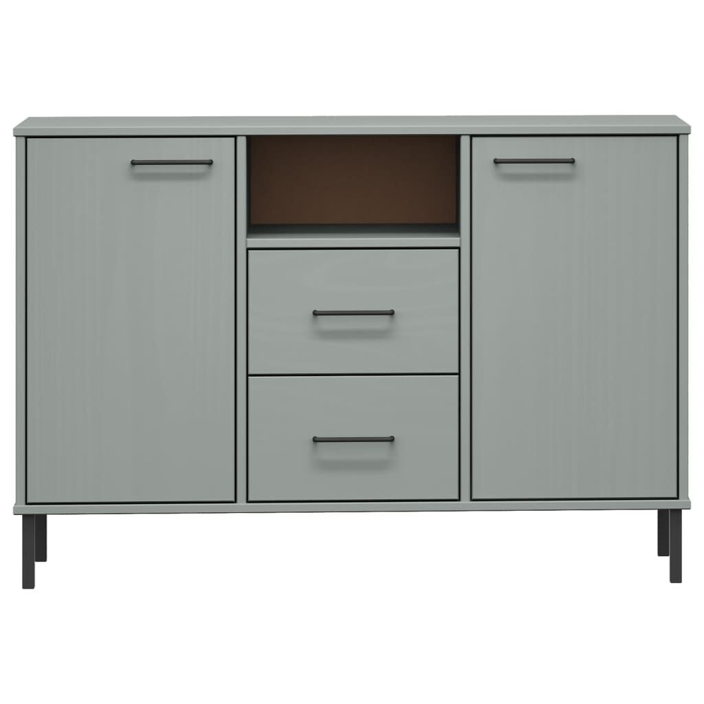 vidaXL Ντουλάπι OSLO Γκρι 113x40x77 εκ. Μασίφ Ξύλο με Μετ. Πόδια