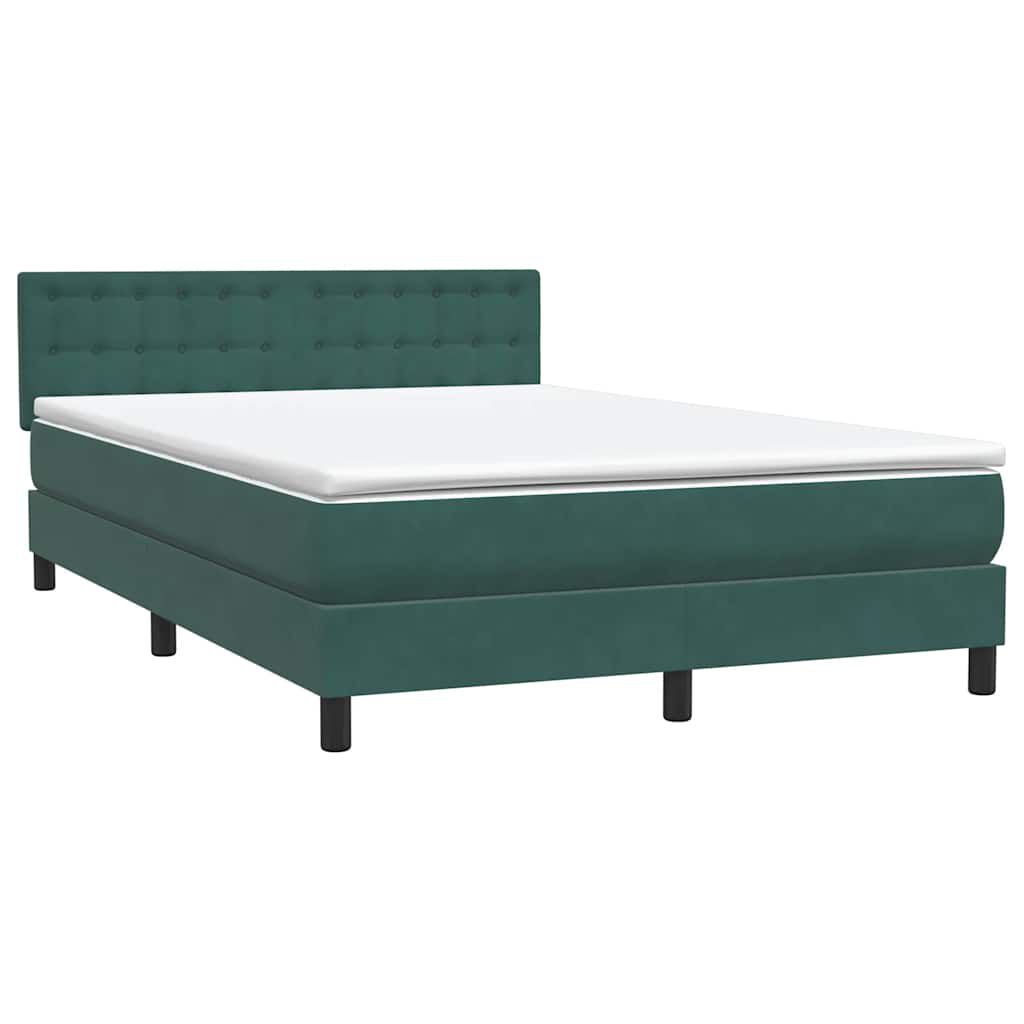 vidaXL Box Spring Κρεβάτι με στρώμα Σκούρο πράσινο 140x220cm Βελούδινο