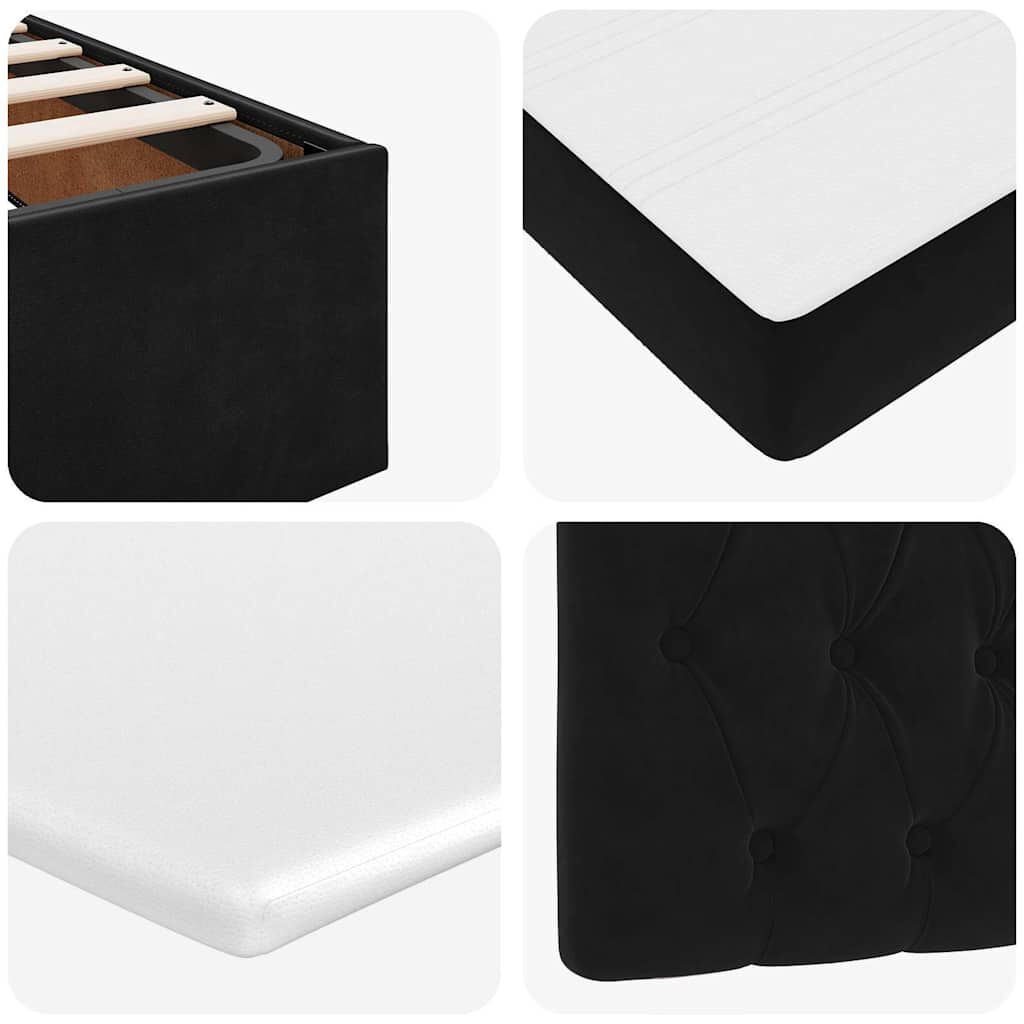 vidaXL Οθωμανικό κρεβάτι με στρώματα & LEDs Μαύρο 120x200cm Velvet