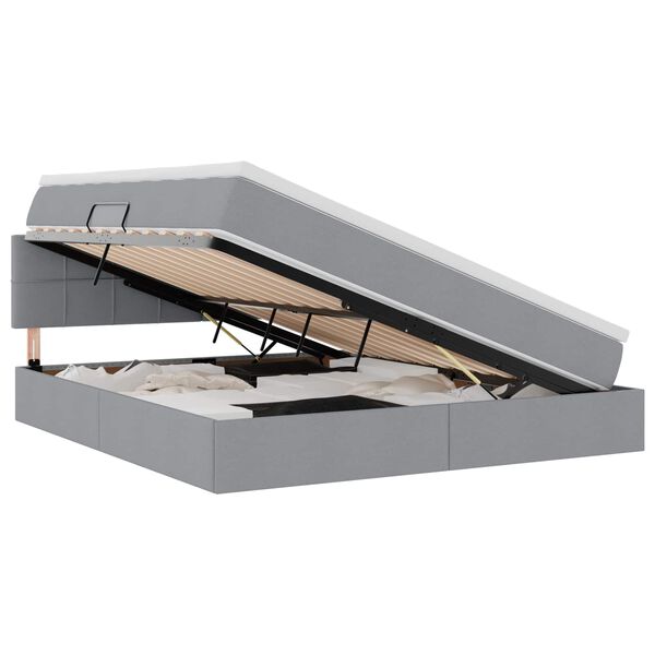 vidaXL Κρεβάτι με αποθηκευτικό χώρο και στρώμα με στρώμα Ανοιχτό γκρι
