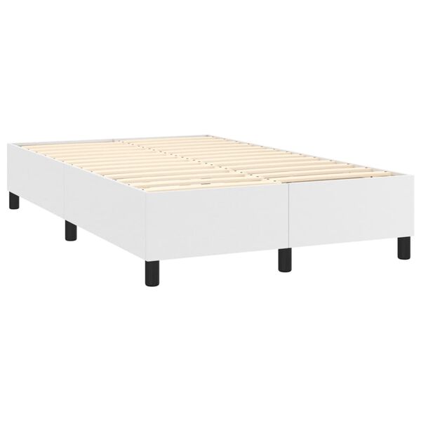 vidaXL Κρεβάτι Boxspring με Στρώμα Λευκό 120x190εκ.από Συνθετικό Δέρμα