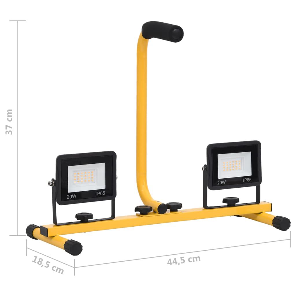 vidaXL Προβολέας LED με Λαβή Ψυχρό Λευκό 2 x 20 W