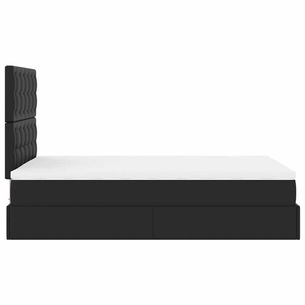 vidaXL Οθωμανικό κρεβάτι με στρώμα & LEDs Μαύρο 120x190cm Faux Leather
