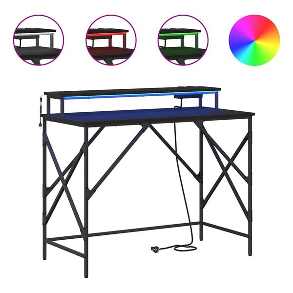 vidaXL Γραφείο Μαύρη δρυς 100 x 50 x 86.5 εκ Επεξεργασμένο ξύλο