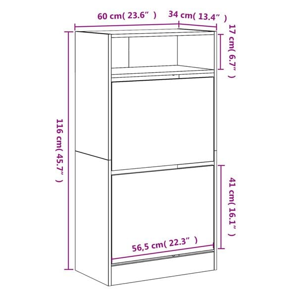 vidaXL Παπουτσοθήκη Μαύρη 60x34x116 εκ. από Επεξεργασμένο Ξύλο