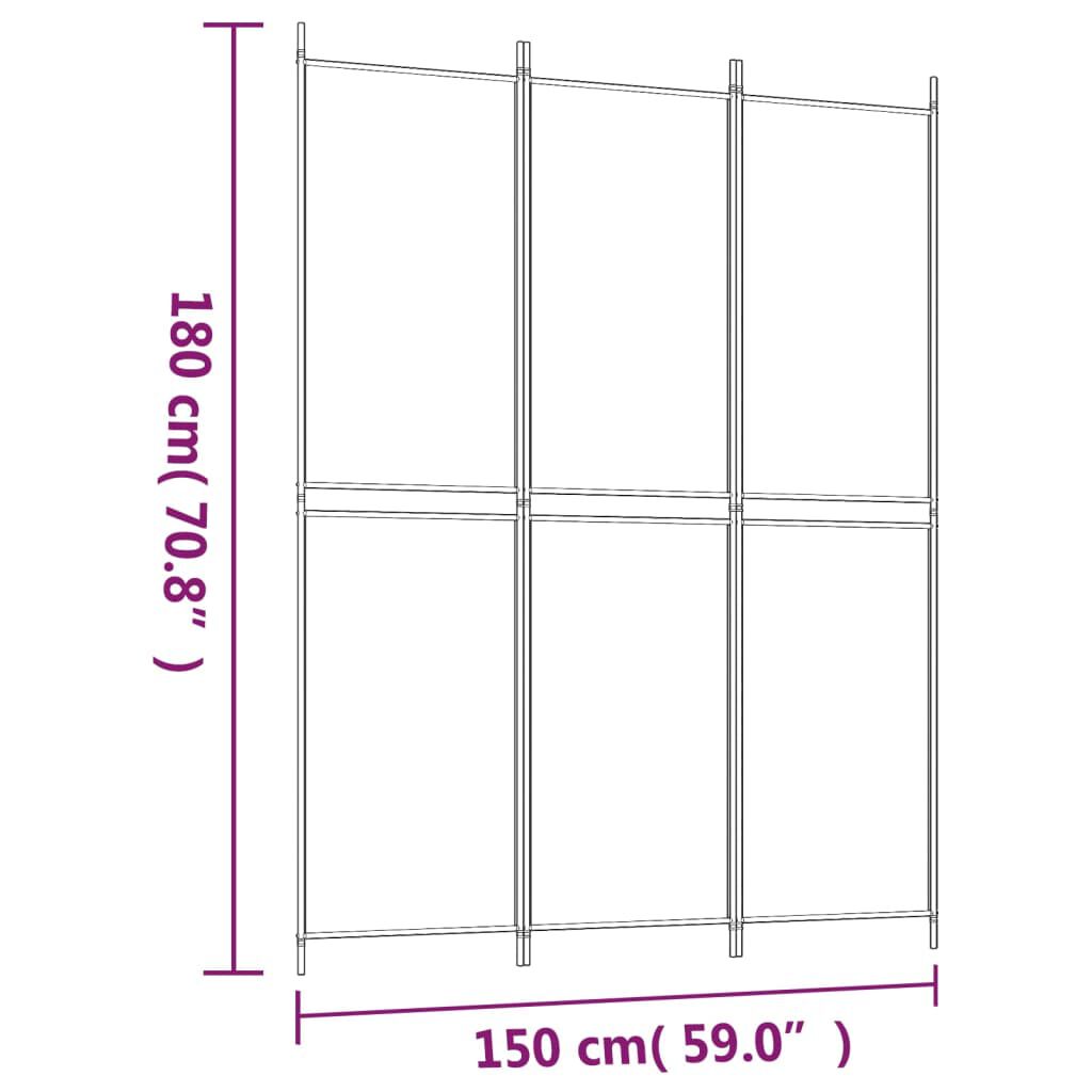 vidaXL Διαχωριστικό Δωματίου με 3 Πάνελ Μαύρο 150x200 εκ. από Ύφασμα