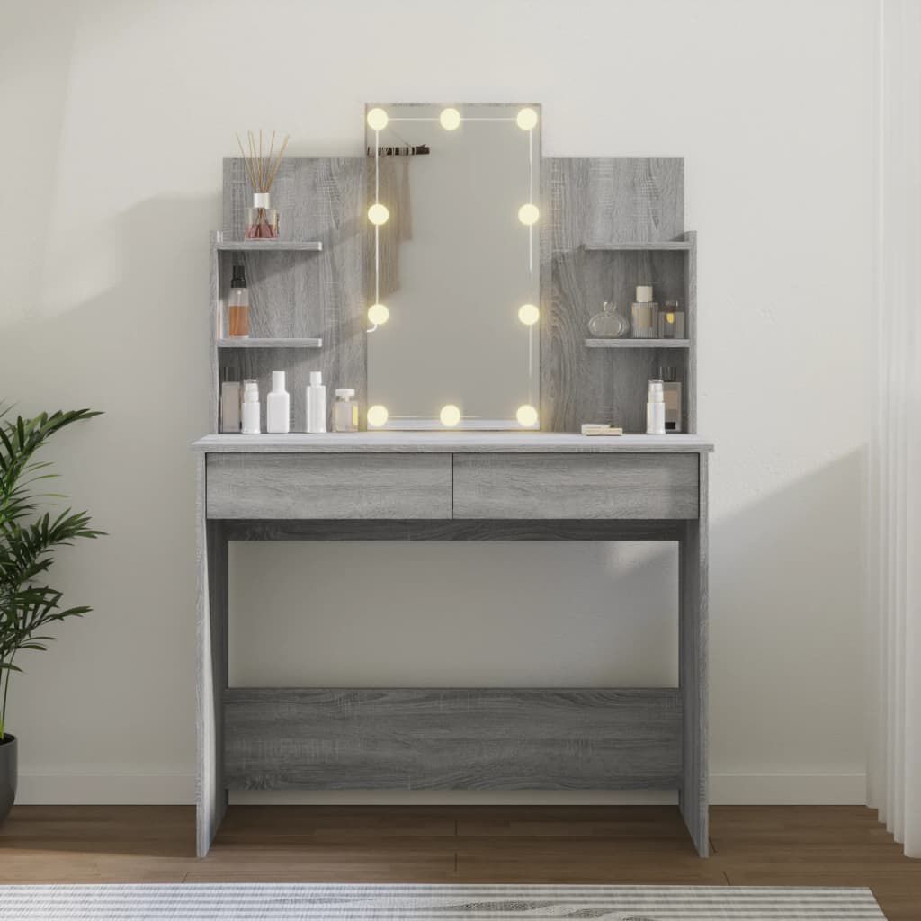 vidaXL Μπουντουάρ με LED Γκρι Sonoma 96x40x142 εκ.