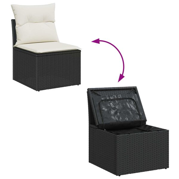 vidaXL Σετ Καναπέ Κήπου Ρυθμιζόμενο ύψος 6 pcs Μαύρο συνθετικό ρατάν