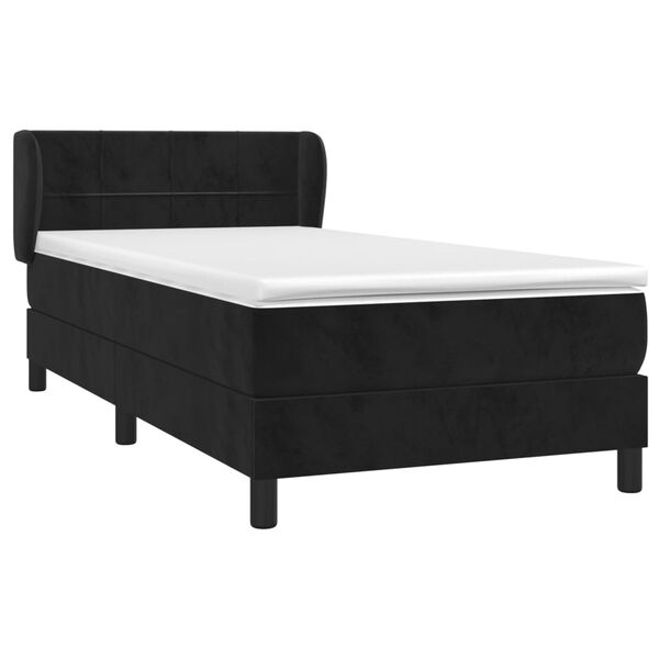 vidaXL Κρεβάτι Boxspring με Στρώμα Μαύρο 80 x 200 εκ. Βελούδινο