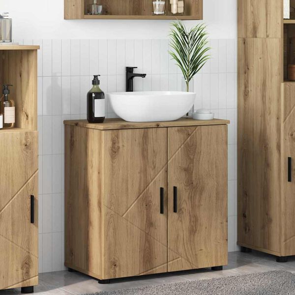 vidaXL Ντουλάπι Μπάνιου με ράφι με πόρτα artisan δρυς 61 x 35 x 64 εκ.