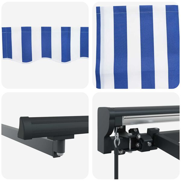 vidaXL Τέντα Κασετίνα Χειροκίνητη Μπλε / Λευκή 350 x 250 εκ.