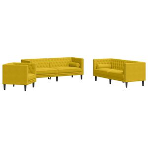 vidaXL &Sigma;&epsilon;&tau; &Kappa;&alpha;&nu;&alpha;&pi;έ&delta;&omega;&nu; Chesterfield 3 &Tau;&epsilon;&mu;&alpha;&chi;ί&omega;&nu; &mu;&epsilon; &Sigma;&tau;&eta;&rho;ί&gamma;&mu;&alpha;&tau;&alpha; &Kappa;ί&tau;&rho;&iota;&nu;&omicron; &Beta;&epsilon;&lambda;&omicron;ύ&delta;&omicron;
