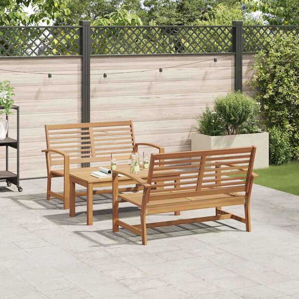 Σετ Καναπέ Κήπου 3 pcs Φυσικό Μασίφ ξύλο teak