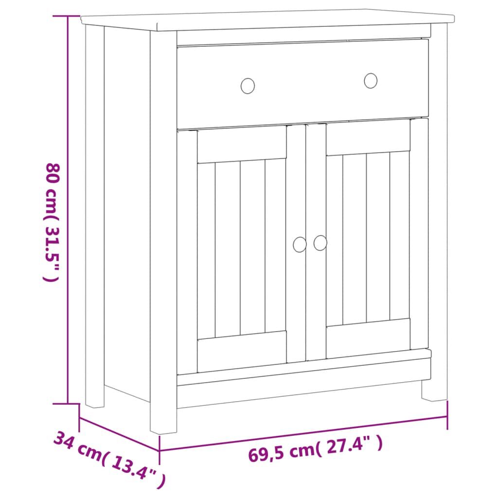 vidaXL Ντουλάπι Μπάνιου BERG Μαύρο 69,5x34x80 εκ. Μασίφ Ξύλο Πεύκου