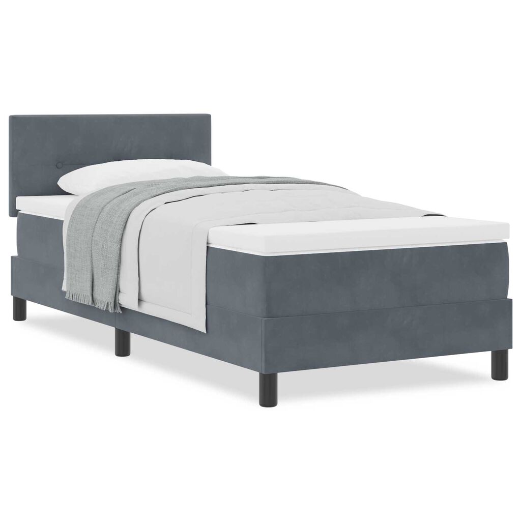 κρεβάτι Box Spring με στρώμα vidaXL σκούρο γκρι 80x200 εκ. βελούδο