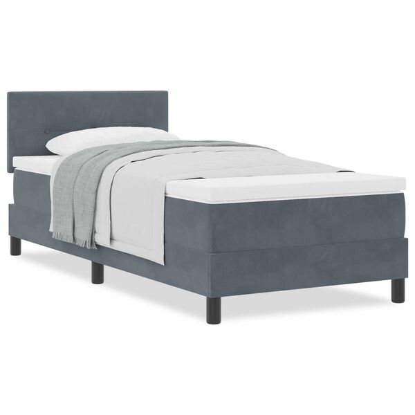 κρεβάτι Box Spring με στρώμα vidaXL σκούρο γκρι 80x200 εκ. βελούδο