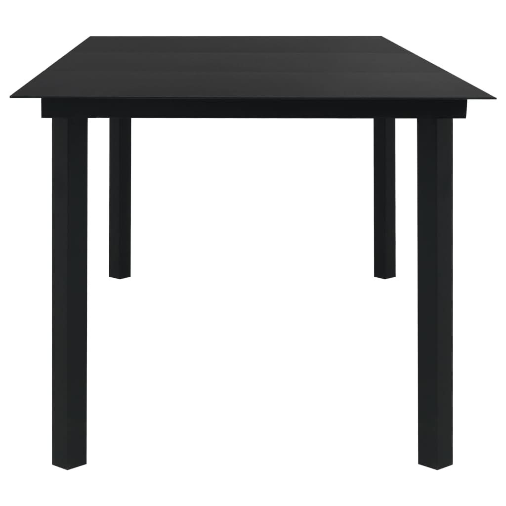 vidaXL Τραπεζαρία Κήπου Μαύρη 190 x 90 x 74 εκ. από Ατσάλι / Γυαλί