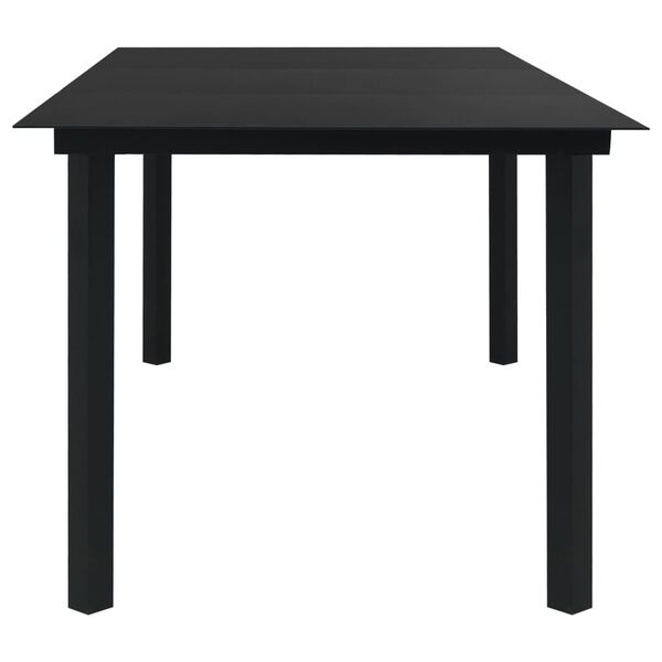 vidaXL Τραπεζαρία Κήπου Μαύρη 190 x 90 x 74 εκ. από Ατσάλι / Γυαλί