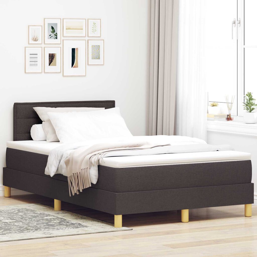 vidaXL Box Spring Κρεβάτι Σκούρο καφέ Ξύλο 120 x 200 cm Ανθεκτικό