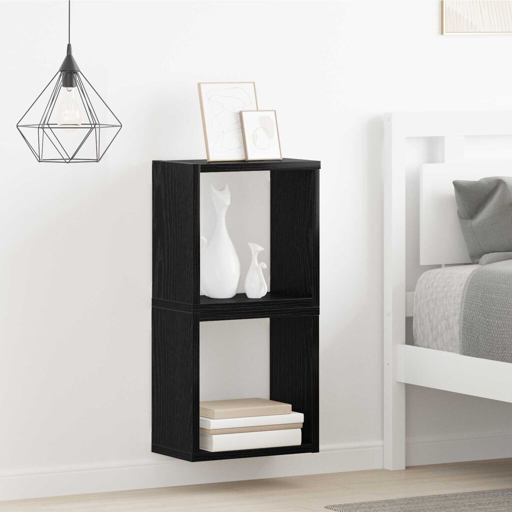 vidaXL Ράφια Τοίχου Μαύρη Βελανιδιά MDF 26 x 15 x 26 εκ. Ράφια Τοίχου