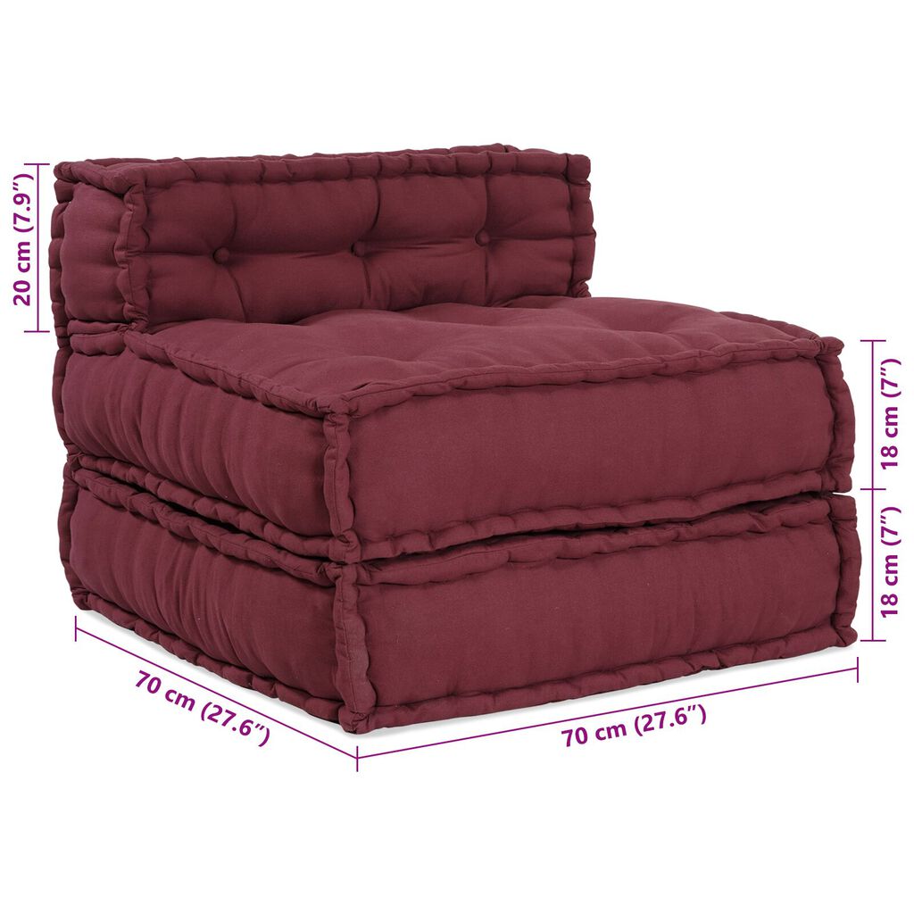 vidaXL Modular Pouffes 4 τεμάχια Μπορντό Ύφασμα