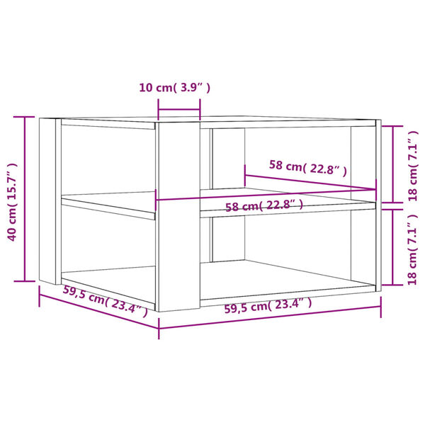 vidaXL Τραπεζάκι Σαλονιού Καφέ Δρυς 59,5x59,5x40 εκ. Επεξ. Ξύλο