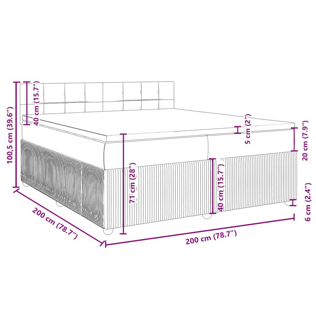 vidaXL Κρεβάτι Boxspring με Στρώμα Ροζ 200x200 εκ. Βελούδινο
