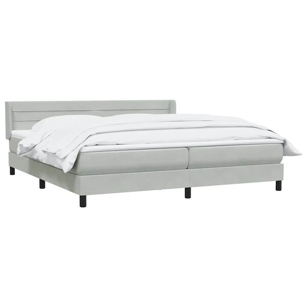 vidaXL Box Spring κρεβάτι με στρώμα ανοιχτό γκρι 200x210 cm Βελούδινο