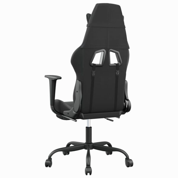 vidaXL Καρέκλα Gaming Μασάζ Υποπόδιο Μαύρο&Γκρι από Συνθετικό Δέρμα