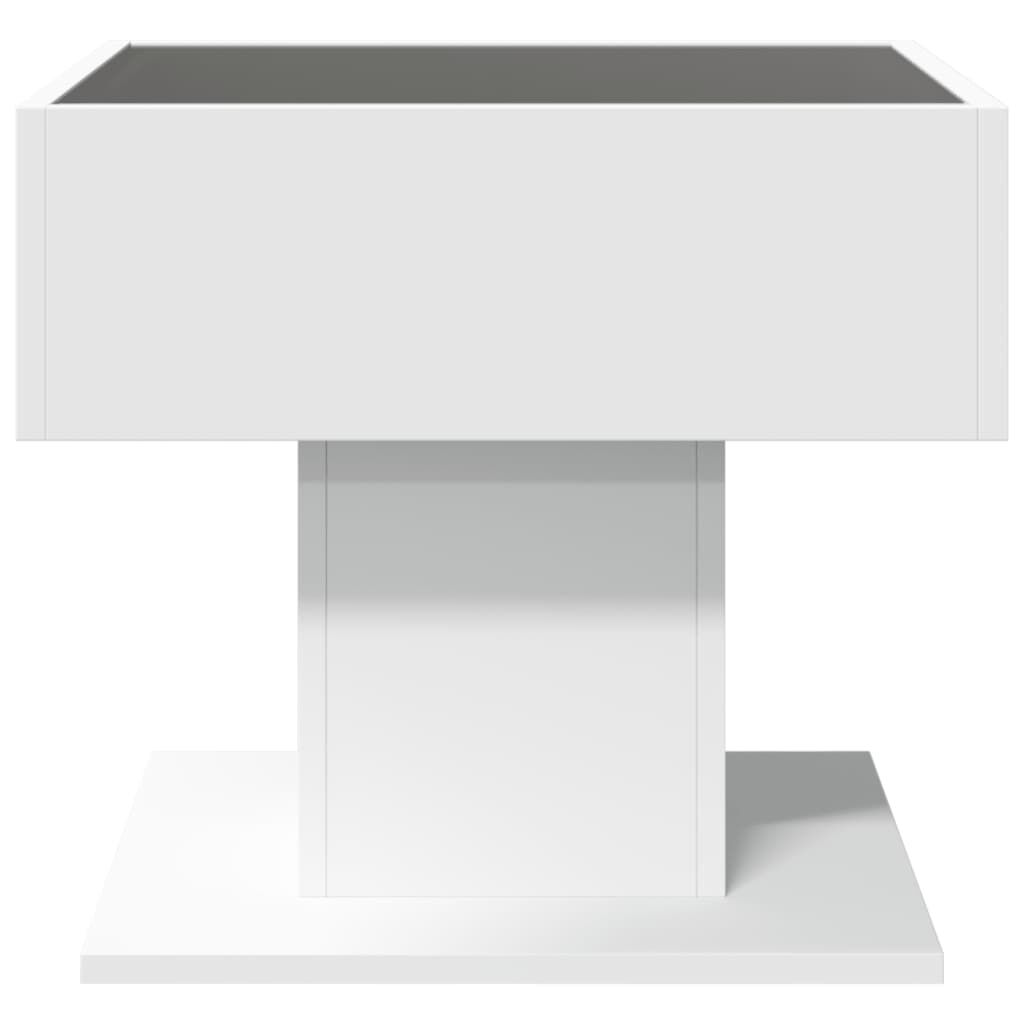 vidaXL Τραπεζάκι Σαλονιού με LED Λευκό 50x50x45 εκ. Επεξεργασμένο Ξύλο