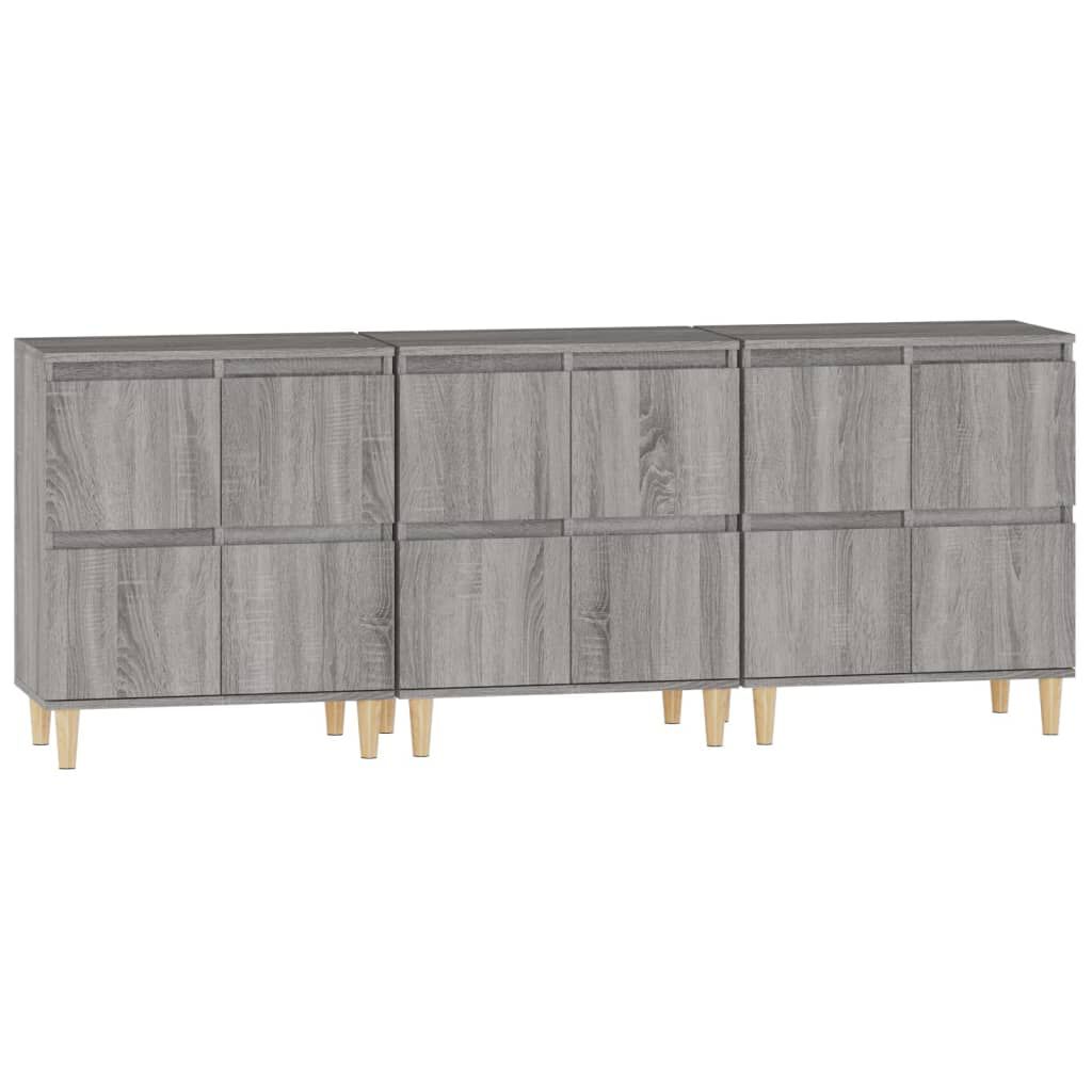 vidaXL Ντουλάπι 3 τεμ. Γκρι Sonoma 60x35x70 εκ. από Επεξεργασμένο Ξύλο