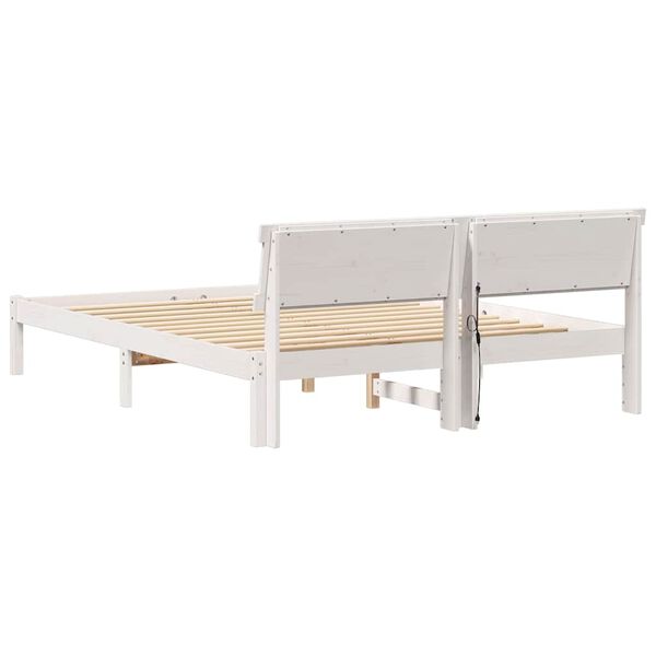 vidaXL Σκελετός Κρεβατιού Λευκό 140 x 200 cm Μασίφ ξύλο πεύκου