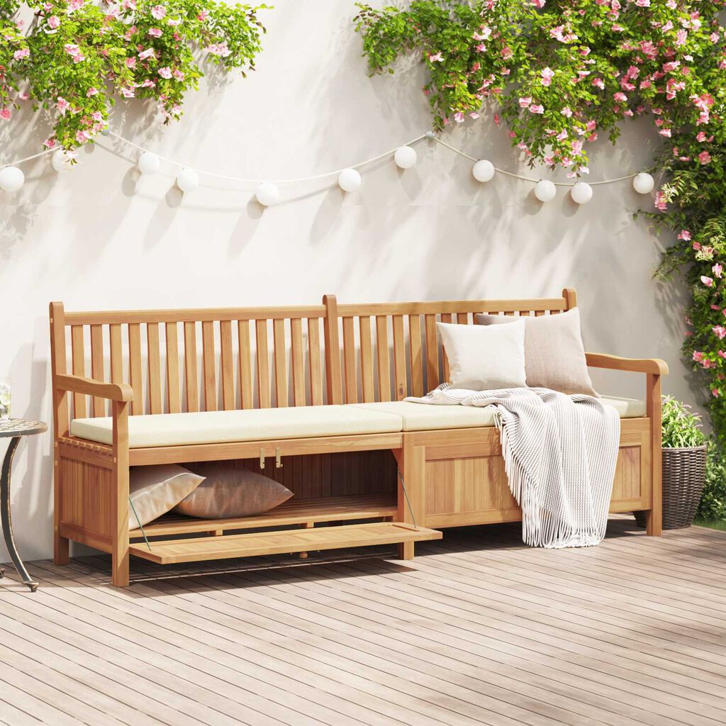vidaXL Πάγκος Αποθήκευσης Κήπου Καφέ 228 x 60 x 90 εκ Μασίφ ξύλο teak