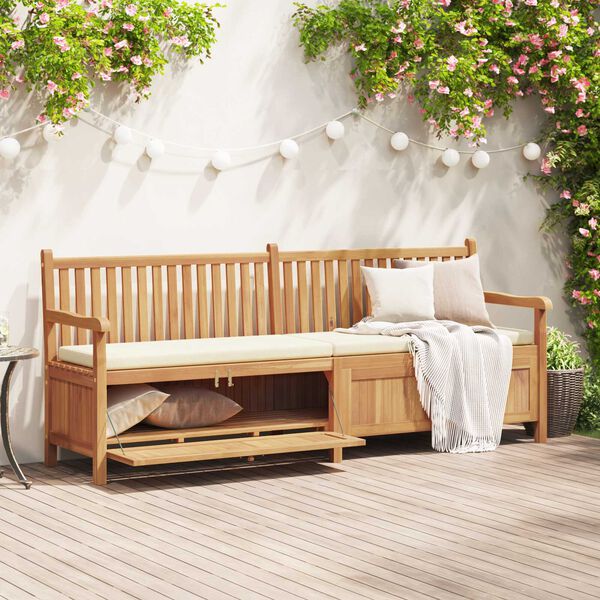 vidaXL Πάγκος Αποθήκευσης Κήπου Καφέ 228 x 60 x 90 εκ Μασίφ ξύλο teak