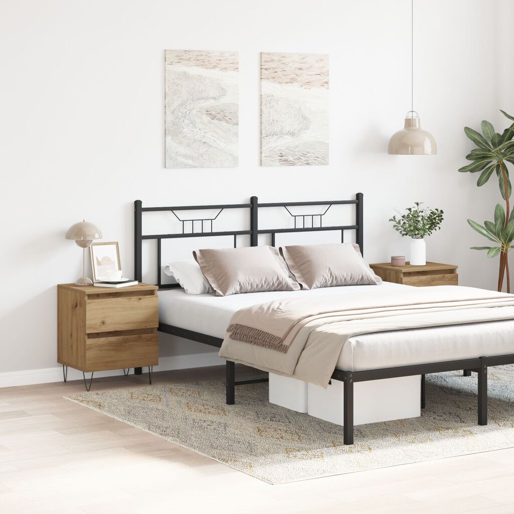 vidaXL Κομοδίνα 2 τεμ Ξύλο Δρυός 40x35x50 εκ Μηχανικά Ξύλα