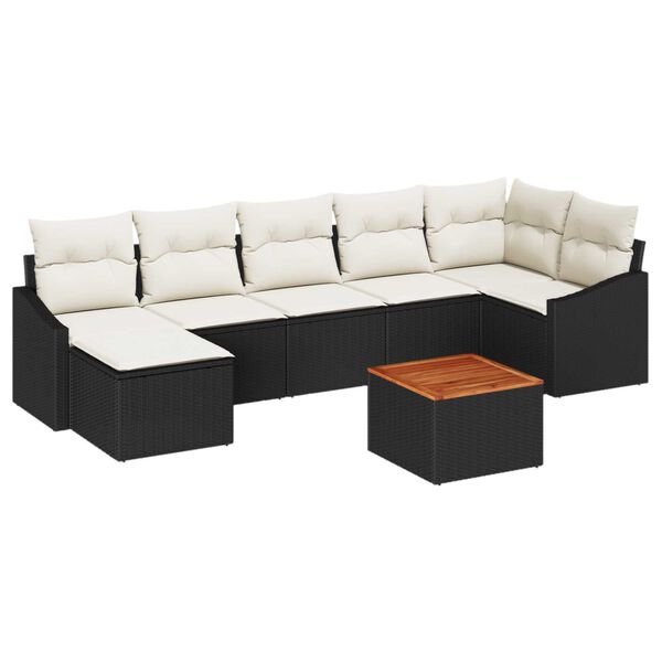 vidaXL Σετ Καναπέ Κήπου 8 pcs Μαύρο και λευκό