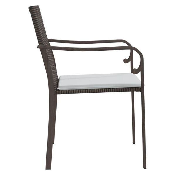 vidaXL Καρέκλες Κήπου 2 τεμ. Καφέ 56x59x84 εκ. Συνθ. Ρατάν & Μαξιλάρια