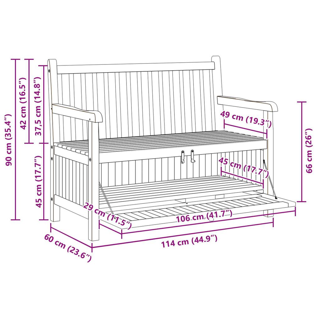 vidaXL Πάγκος Αποθήκευσης Κήπου Καφέ 228 x 60 x 90 εκ Μασίφ ξύλο teak