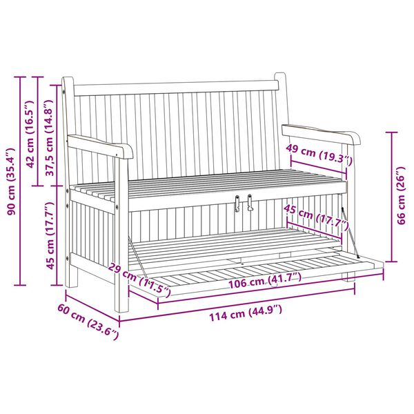 vidaXL Πάγκος Αποθήκευσης Κήπου Καφέ 228 x 60 x 90 εκ Μασίφ ξύλο teak