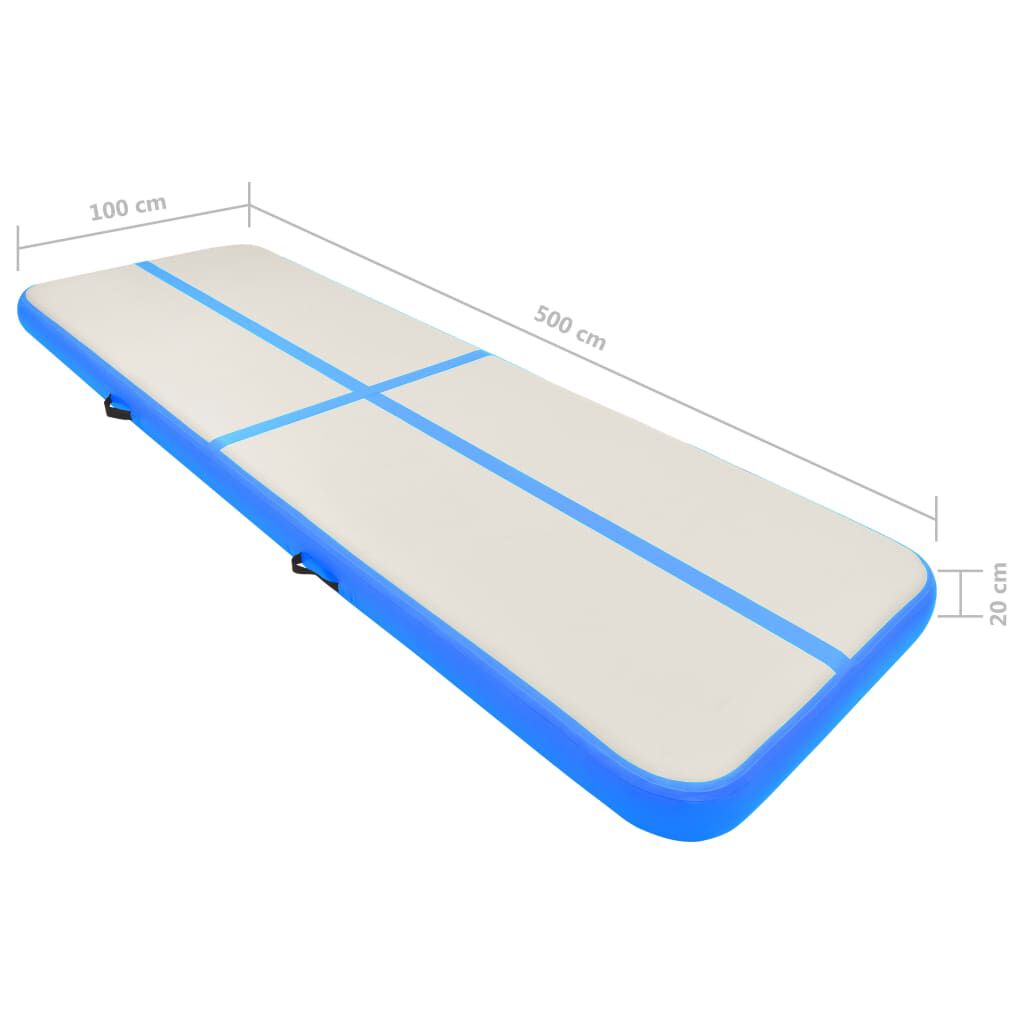 vidaXL Στρώμα Ενόργανης Φουσκωτό Μπλε 500 x 100 x 20 εκ. PVC με Τρόμπα