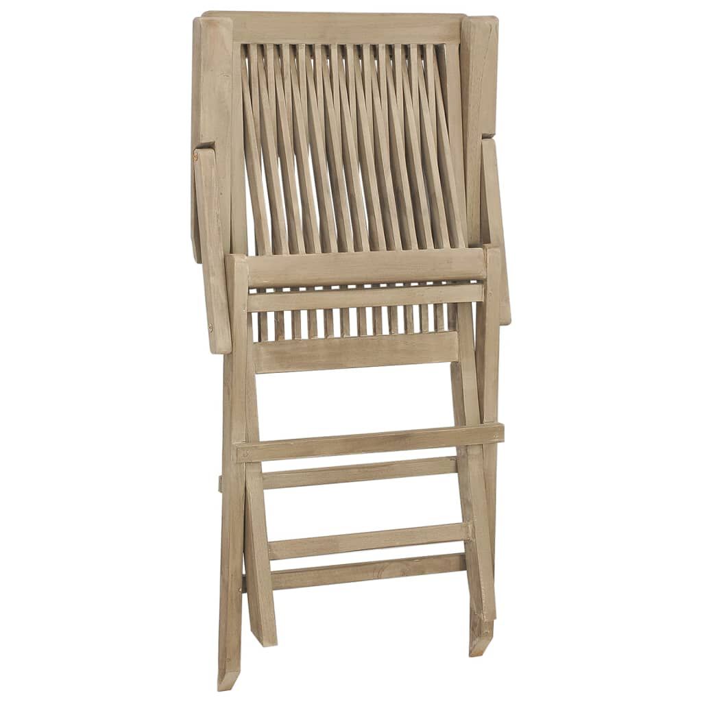vidaXL Καρέκλες Κήπου Πτυσσόμενες 2 τεμ. Γκρι 56x61x89 εκ. Μασίφ Teak