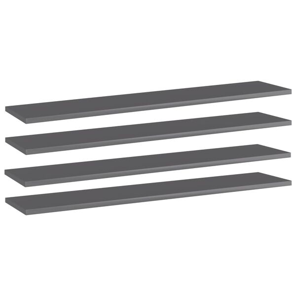 vidaXL Ράφια Βιβλιοθήκης 4 τεμ. Γυαλ. Γκρι 100x20x1,5 εκ. Μοριοσανίδα