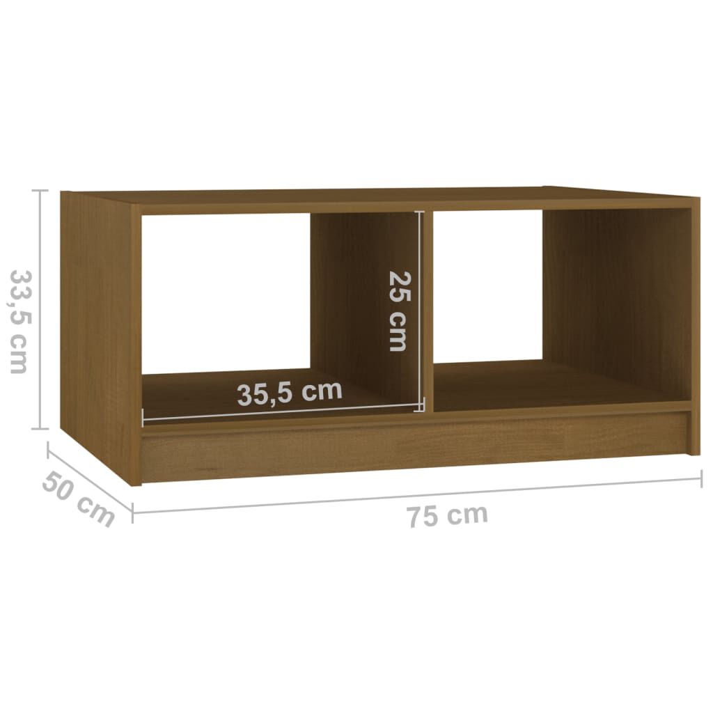 vidaXL Τραπεζάκι Σαλονιού Καφέ Μελί 75x50x33,5 εκ. Μασίφ Ξύλο Πεύκου
