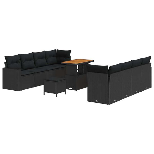 vidaXL Σετ Καναπέ Κήπου με μαξιλάρι 11 pcs Μαύρο 90 x 55 x 71 cm