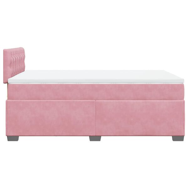 vidaXL Κρεβάτι Boxspring με Στρώμα Ροζ 120x200 εκ. Βελούδινο