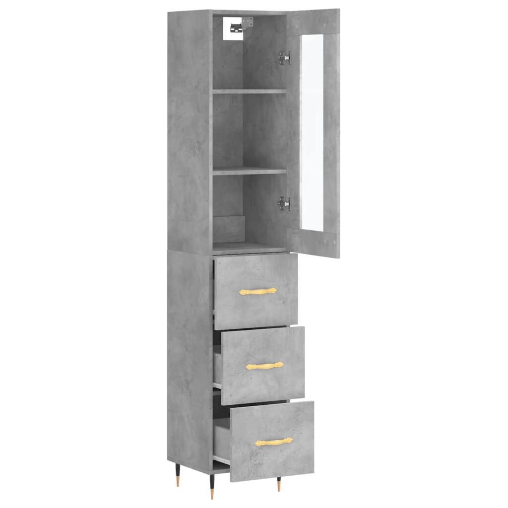 vidaXL Ντουλάπι Γκρι Σκυροδέματος 34,5x34x180 εκ. Επεξεργασμένο Ξύλο