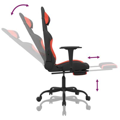 vidaXL Καρέκλα Gaming Μαύρη/κόκκινο Ύφασμα με Υποπόδιο